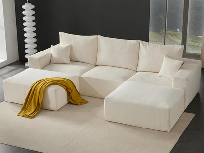 Boneless Sectional Cloud Couch Sofa for Living Room, 112" U-Shaped Modular Modern Lounge Sleeper