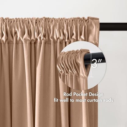 MIULEE Blush Beige Velvet Curtains Thermal Insulated Blackout Curtain Drapes for Bedroom Living