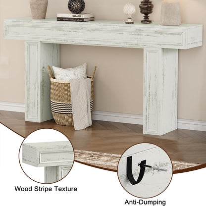 Rresyet 63 Inch Long Console Table, Sofa Table Behind Sofa, Wooden Entryway Table, Farmhouse