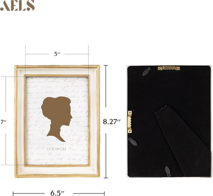AELS 5x7 Inch Vintage Picture Frame, Elegant Antique Photo Frames with Glass Front, Photo Display