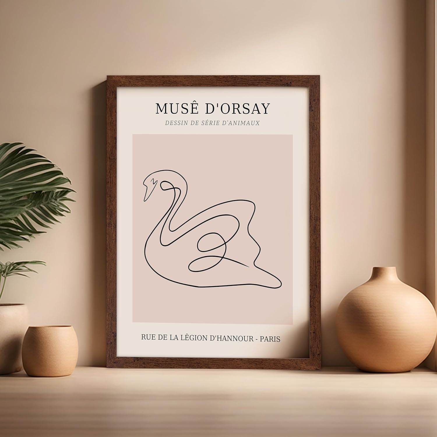 Poster Master Vintage Poster - Retro One Line Swan Drawing Print - Swan Art - Bird Art - Minimal