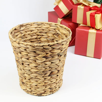 Casaphoria Round Water Hyacinth Garbage Baskets for Storage Natural Woven Hyacinth Laundry Rubbish