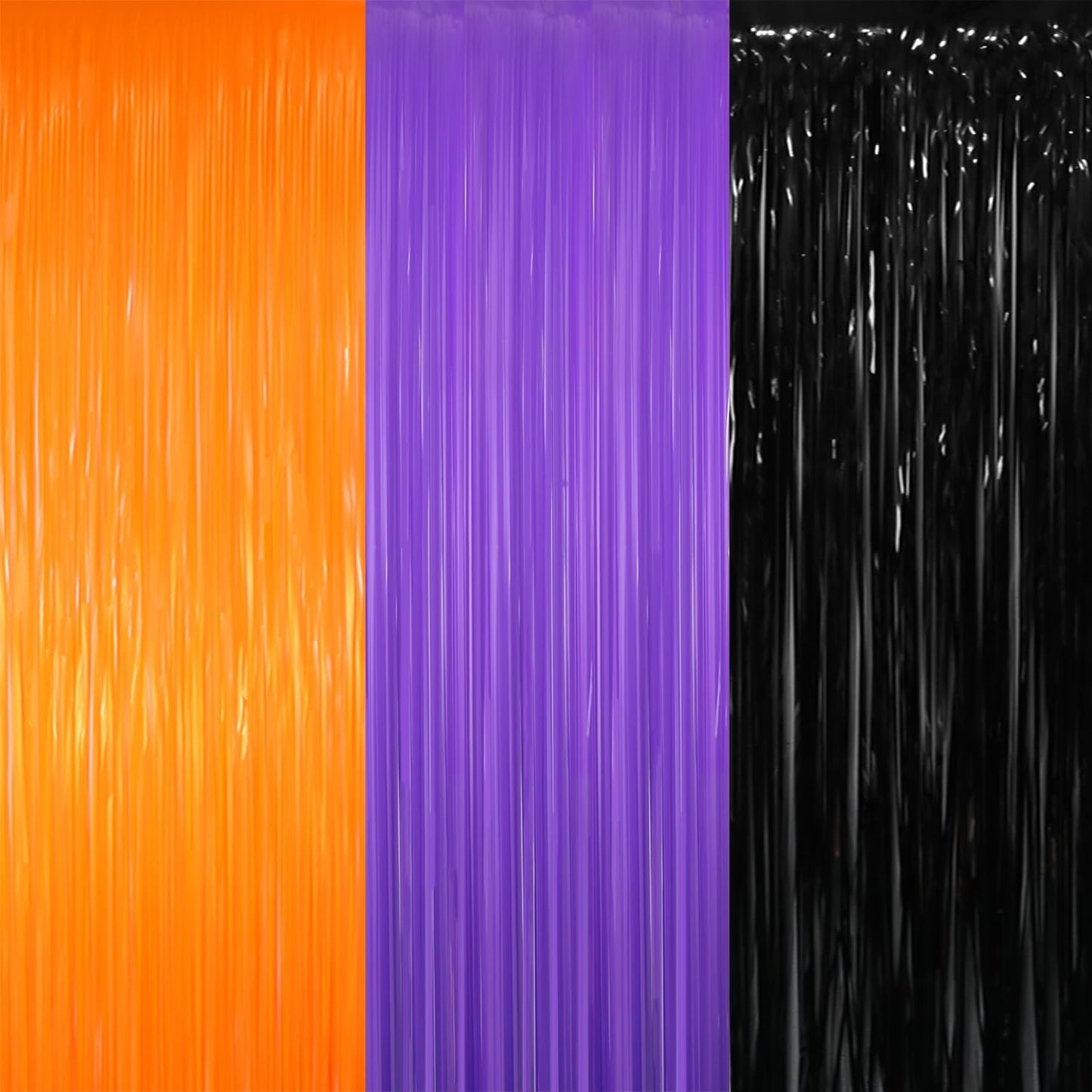 GOER 3.2 ft x 8.2 ft Metallic Tinsel Foil Fringe Curtains for Halloween Birthday Graduation New