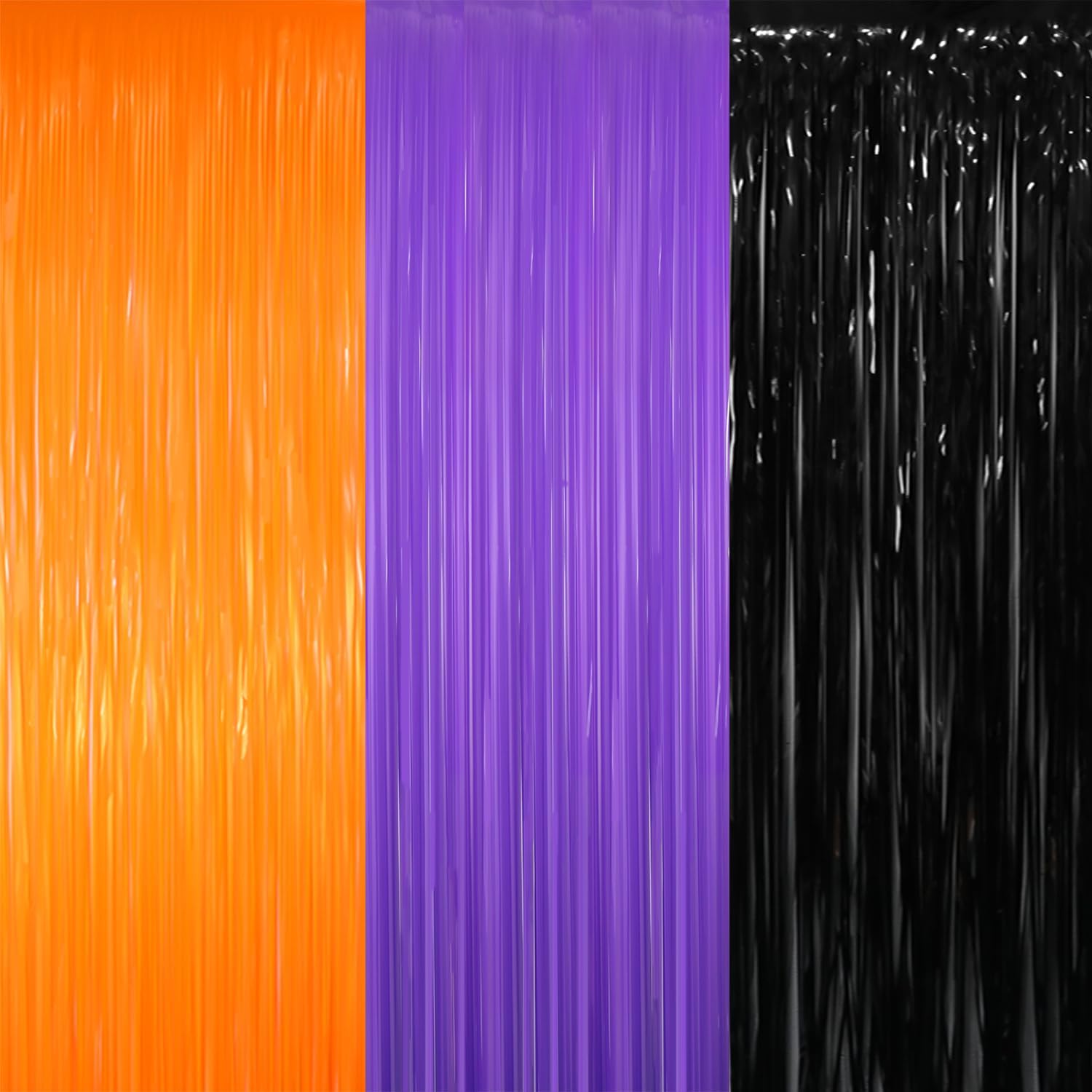 GOER 3.2 ft x 8.2 ft Metallic Tinsel Foil Fringe Curtains for Halloween Birthday Graduation New
