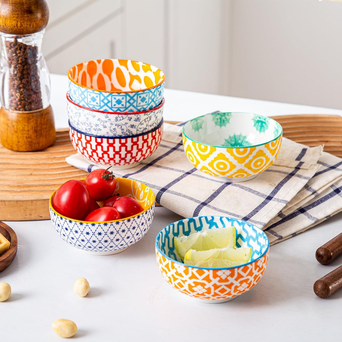 Ceramic Dipping Bowls Set - 4 Oz Small Dessert Bowl 3.5 Inch Porcelain Small Bowls for Side Dishes