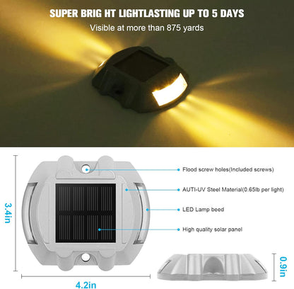 VOLISUN Solar Deck Lights, 16-Pack Led IP67 Waterproof Outdoor Warning Step Lights for Driveway
