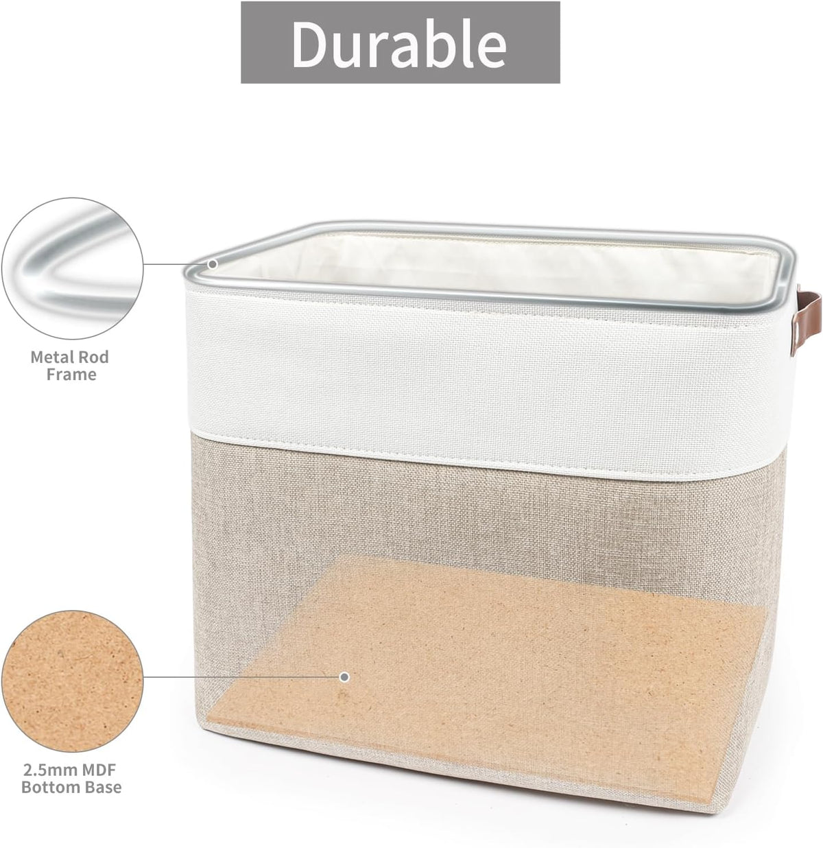 Large Fabric Storage Baskets | 50L Storage Bins, Decorative Linen Closet Baskets with Handles for