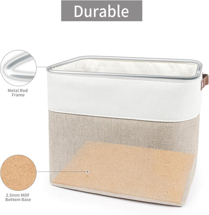 Large Fabric Storage Baskets | 50L Storage Bins, Decorative Linen Closet Baskets with Handles for