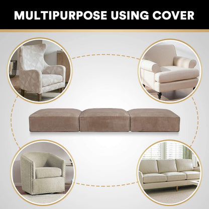 PrinceDeco Velvet Stretch Couch Cushion Cover Soft Cushion Slipcover for Chair Loveseat Sofa