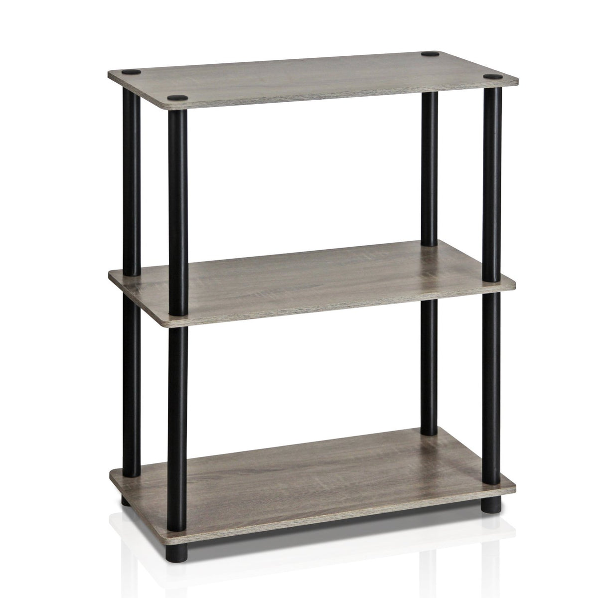 Furinno Turn-N-Tube Storage Shelves, 3-Tier Book Shelf, Corner Shelf, Toolless Open Shelves, for