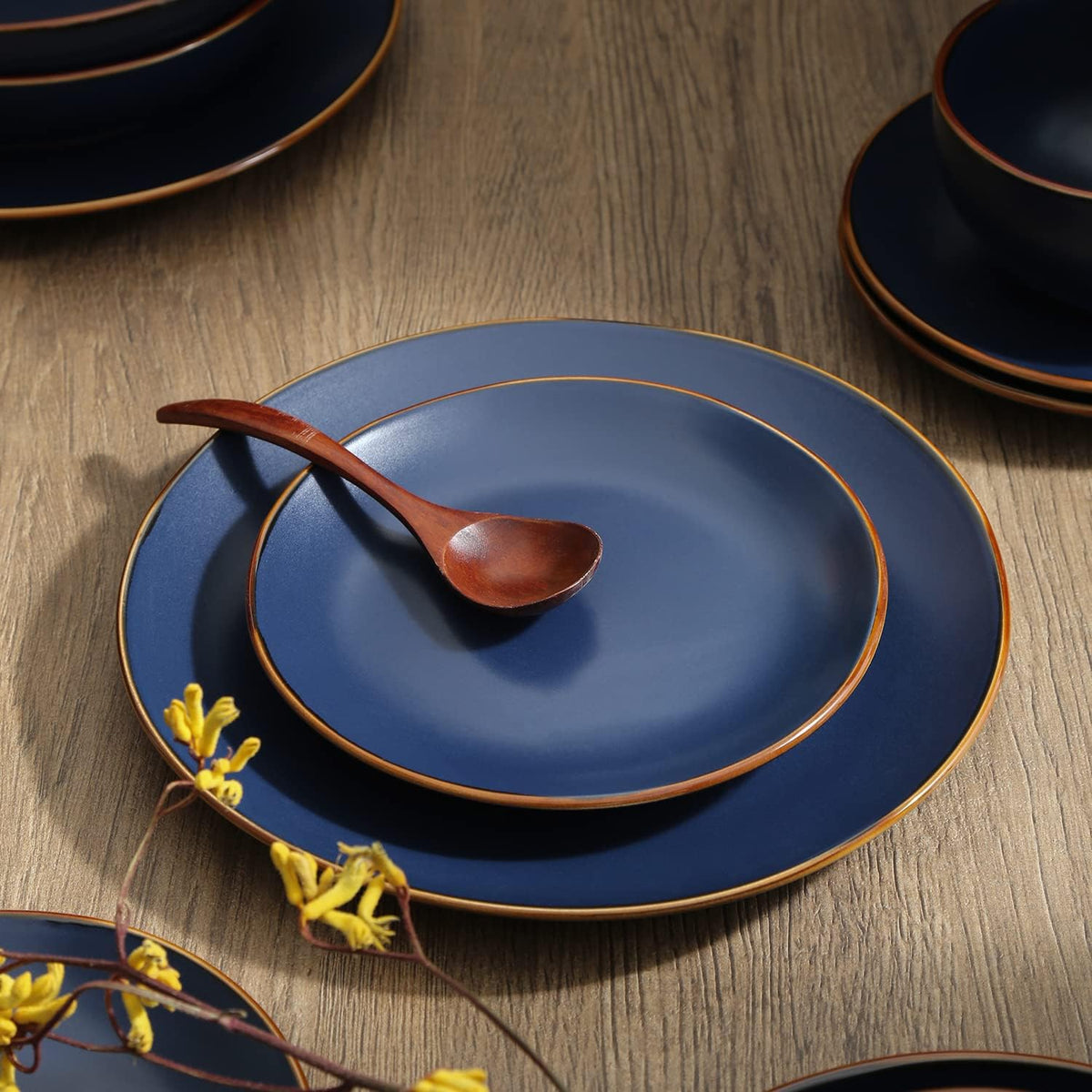 Stone Lain Brasa Modern Stoneware 16 Piece Dinnerware Sets, Plates and bowls Sets, Dish Set for 4