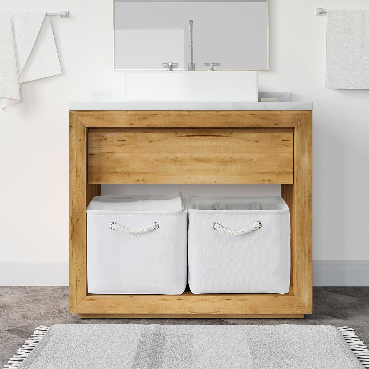 TheWarmHome Storage Basket for Shelves - 15.8x11.8x11.8 inch 3 Pack Fabric Storage Cubes