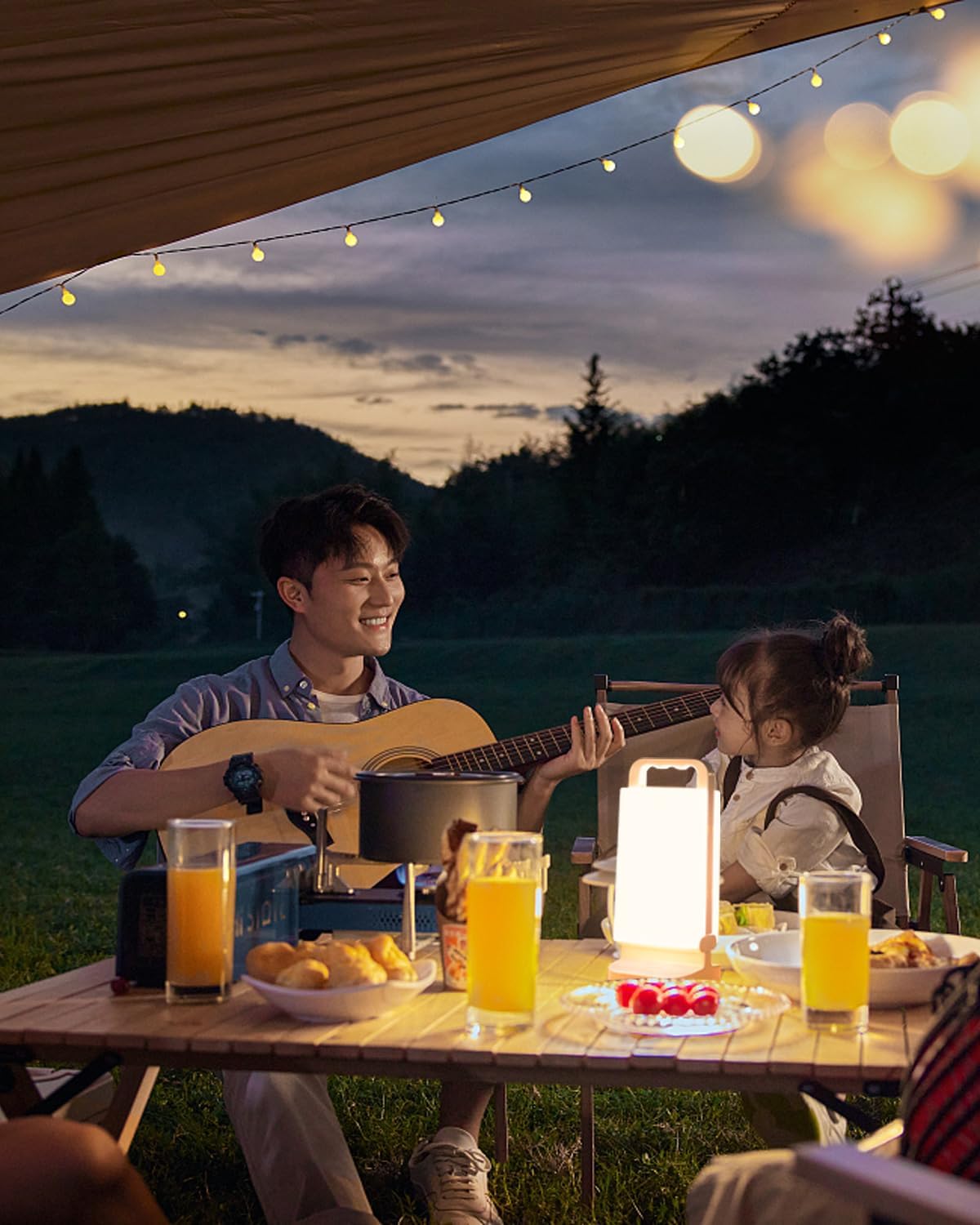 Camping Lantern, solar Lanterns, 6000mAh Rechargeable Light 2-in-1 Dimmable Outdoor Waterproof Gear