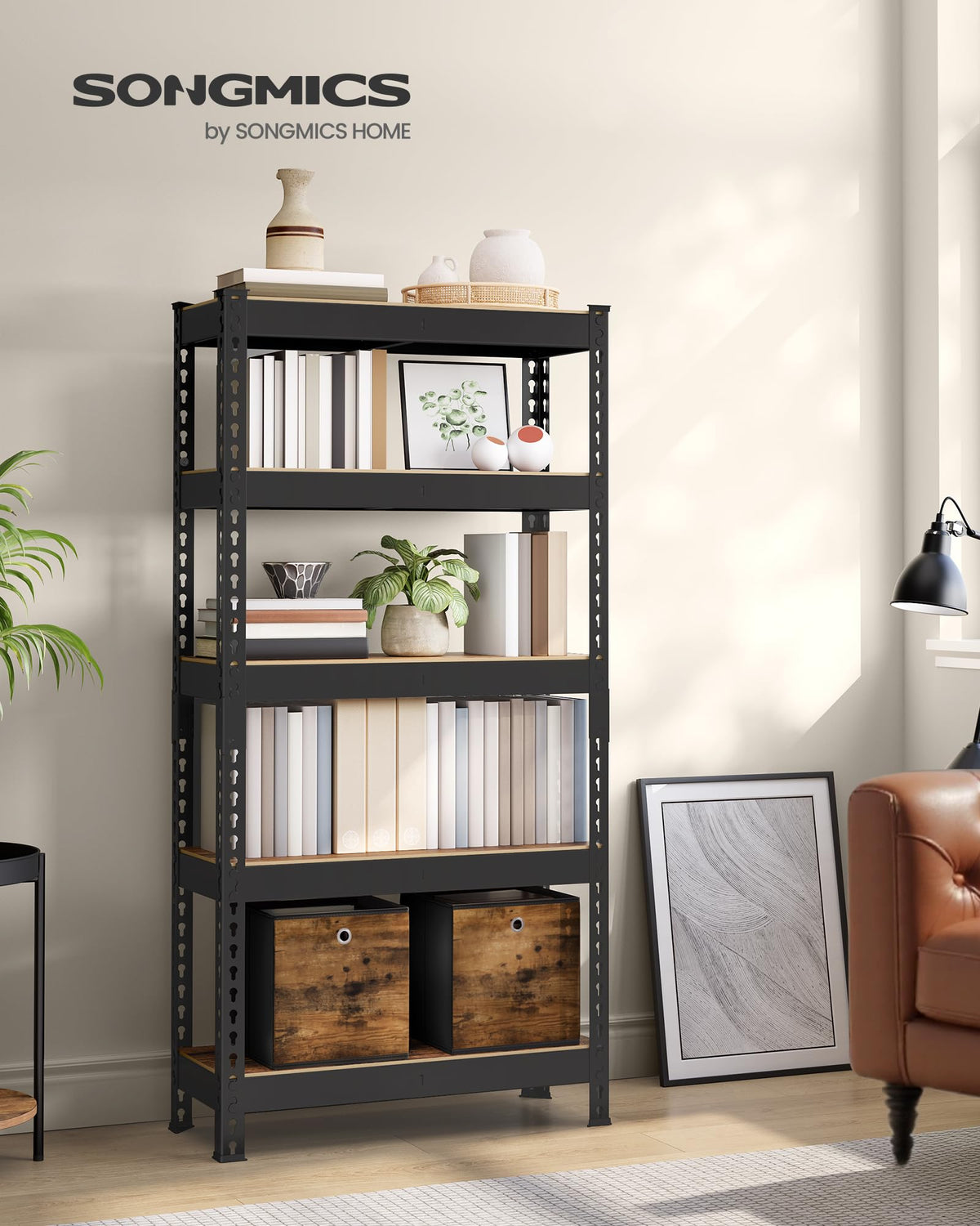 SONGMICS 5-Tier Storage Shelves, Load 2310 lb, Garage Storage, Boltless Assembly, Adjustable