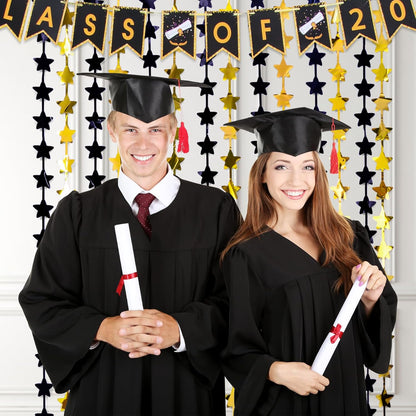 LOLStar Black and Gold Star Birthday Party Decorations 2Pack 3.3X6.6 ft Golden Photo Booth Props