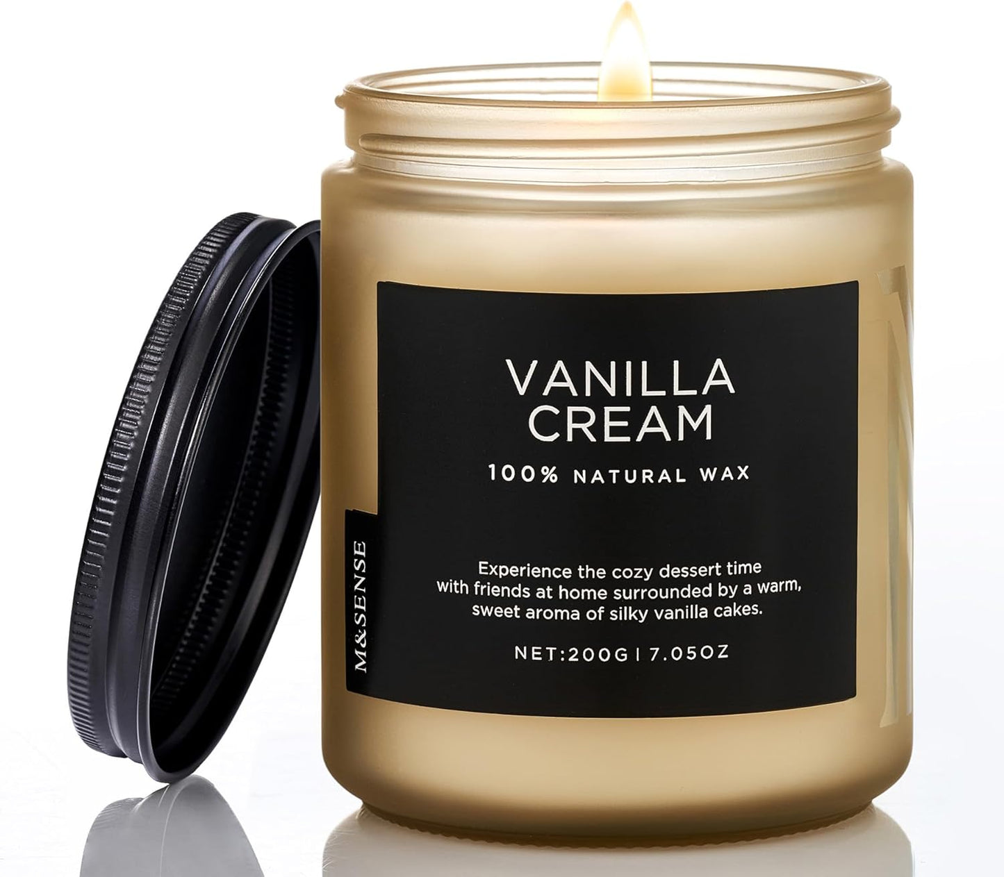 M&SENSE Vanilla Candles 100% Natural Organic Soy Wax Relaxing Aromatherapy Scented Candle, 7.05oz