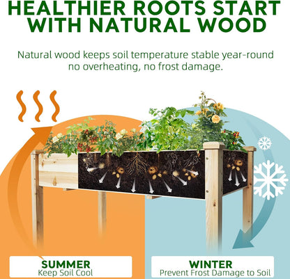 BSP Raised Garden Bed with Legs Outdoor Elevated Planter Box Flower Bed Wood Planter for Vegetable