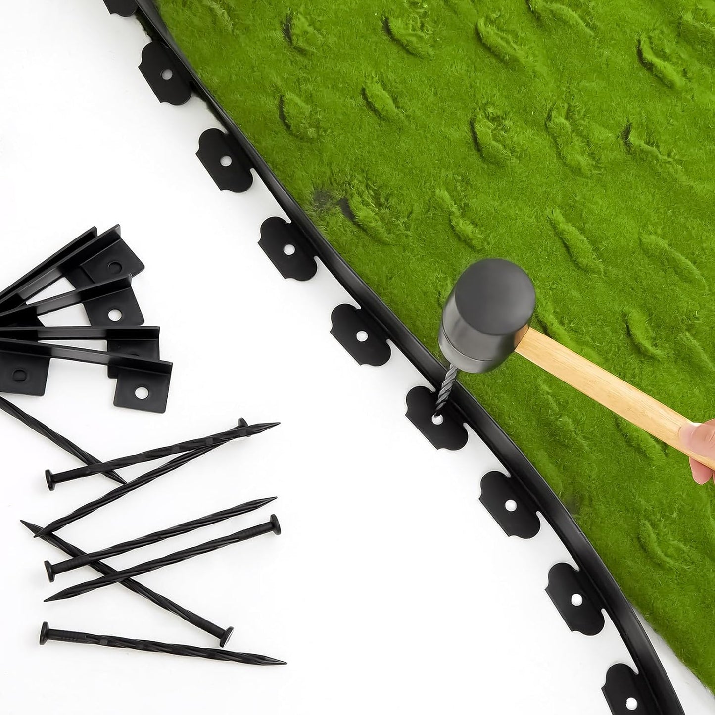 Sasylvia 2'' x 200' Landscape Edging Kit Edging Border Coil Include Anchoring Spikes 10 Connectors