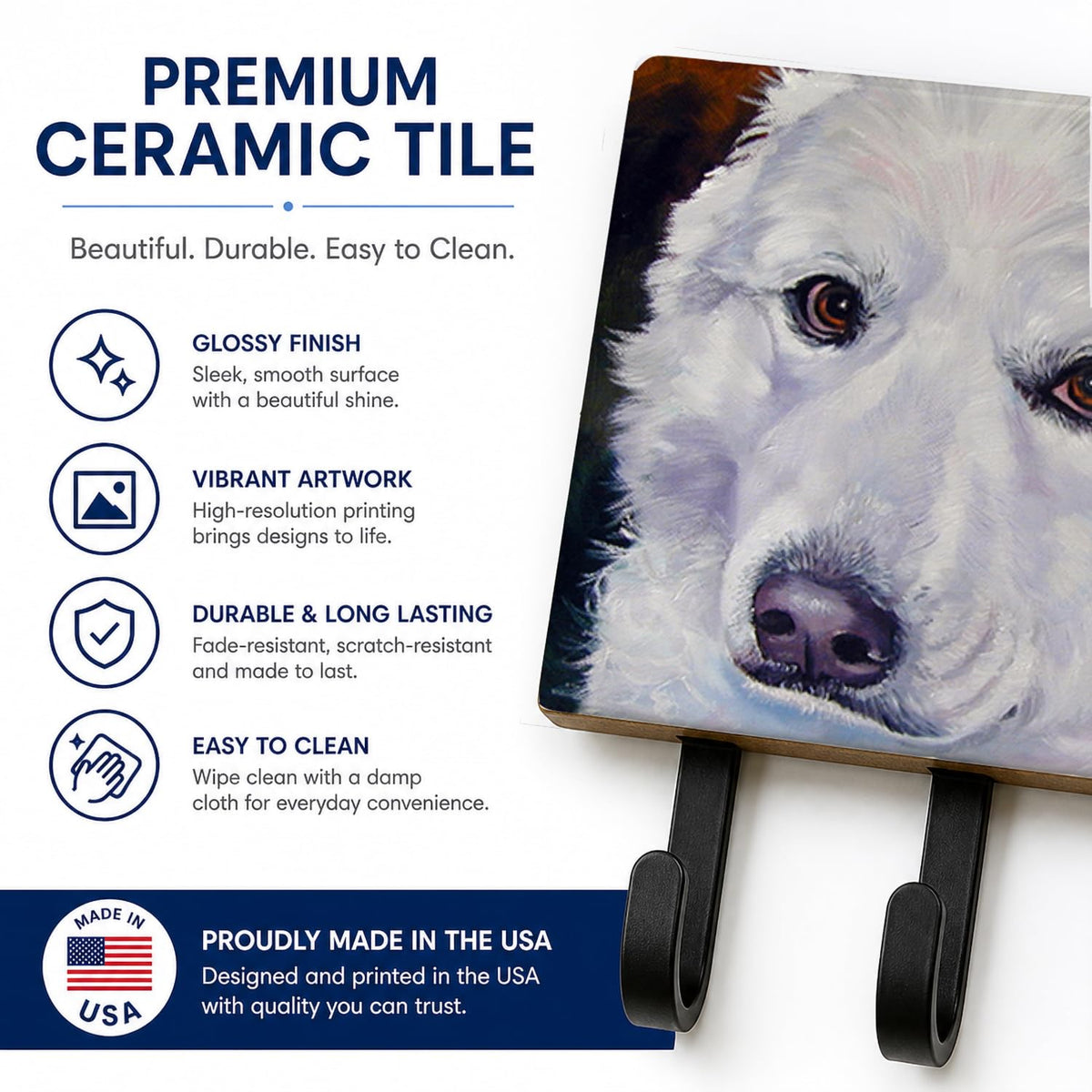Caroline's Treasures 7418TH68 Great Pyrenees Contemplation Leash or Key Holder, Wall Hooks, Key