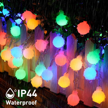 JMEXSUSS 100 LED Connectable Christmas String Lights Indoor Plug in, 33ft 8 Mode Globe String