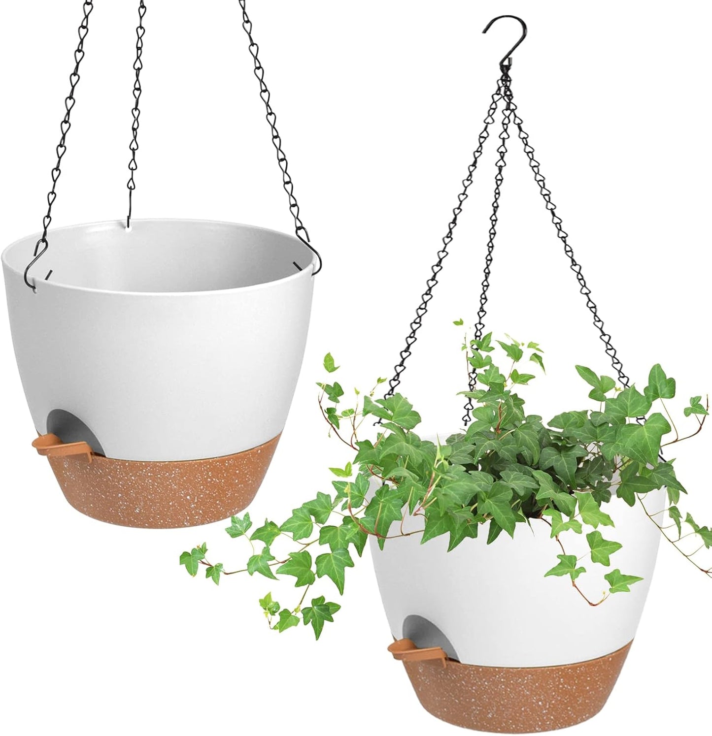 Hanging Planters for Indoor Outdoor Plants, 2 Pack Self Watering Hanging Pot with Drainage Holes &