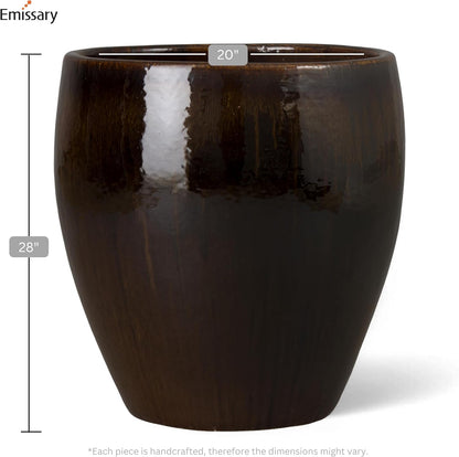 Emissary Home and Garden 18.5in. L x 19in. H Java Stoneware Round Planter with High-fire Treatment