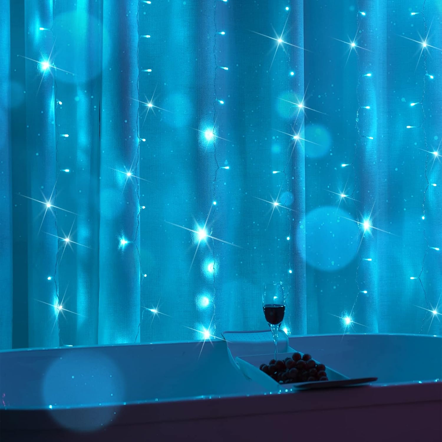 suddus Curtain Lights for Bedroom, 200 Led 6.5ft x 6.5ft Hanging String Lights Outdoor, Fairy