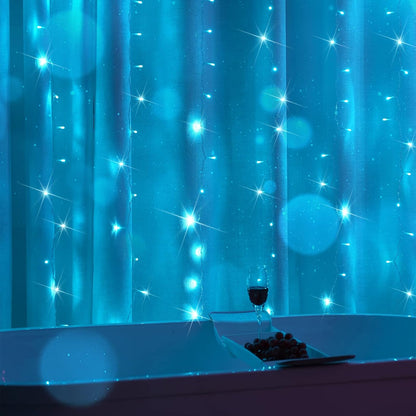 suddus Curtain Lights for Bedroom, 200 Led 6.5ft x 6.5ft Hanging String Lights Outdoor, Fairy