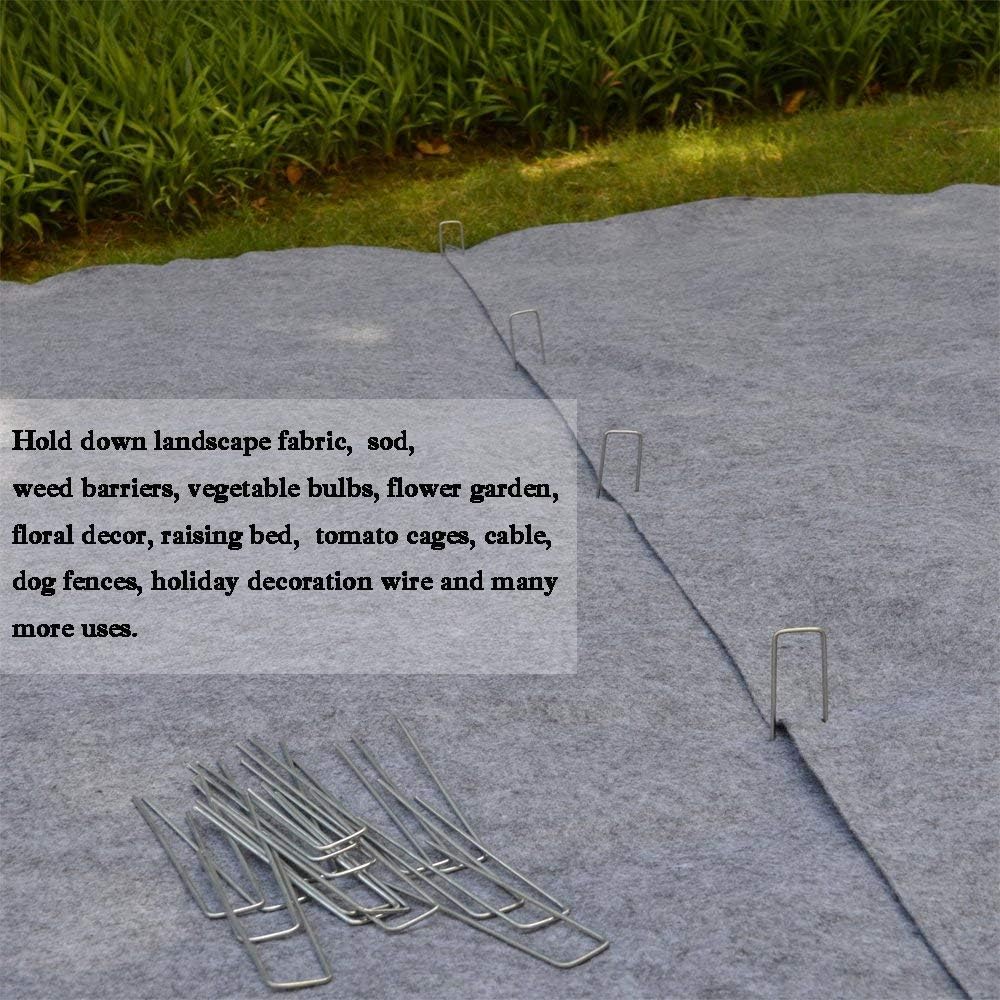 Petgrow 6 Inch Garden Stakes Galvanized Landscape Staples,U-Type Turf Staples for Artificial Grass