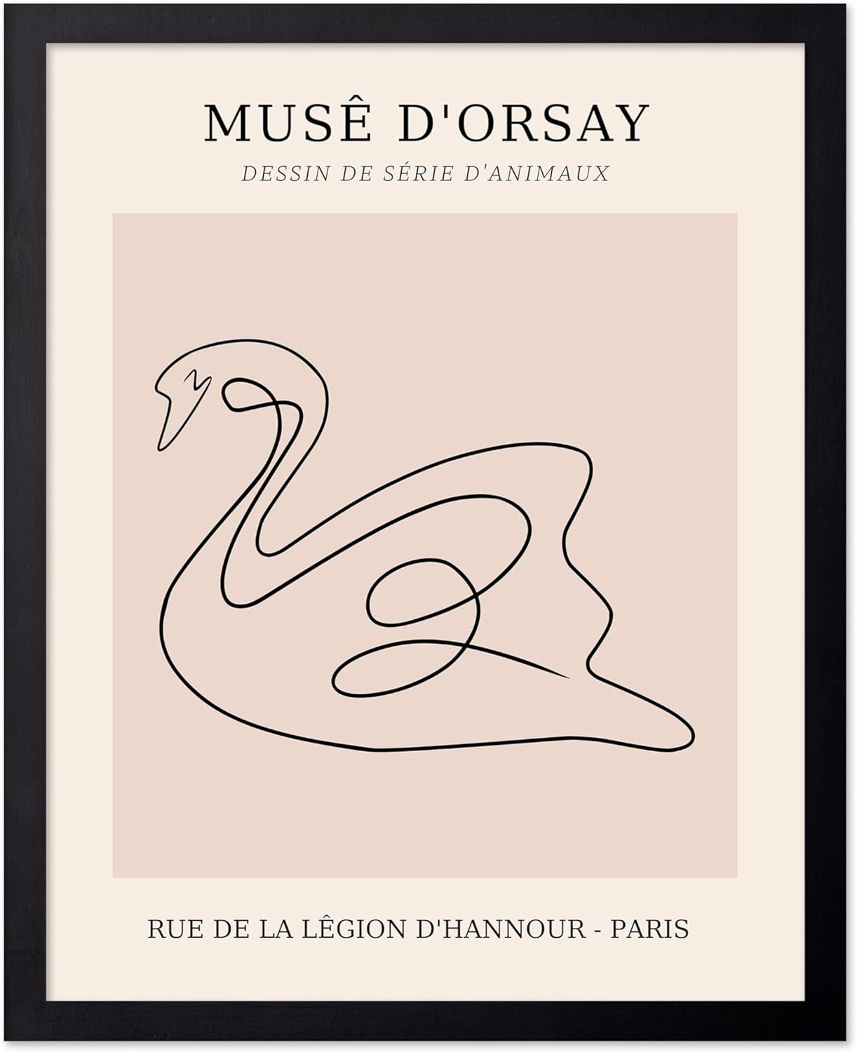 Poster Master Vintage Poster - Retro One Line Swan Drawing Print - Swan Art - Bird Art - Minimal