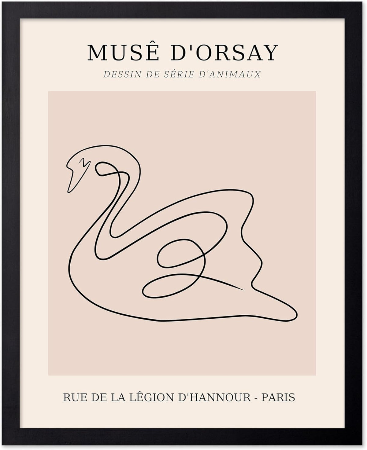 Poster Master Vintage Poster - Retro One Line Swan Drawing Print - Swan Art - Bird Art - Minimal