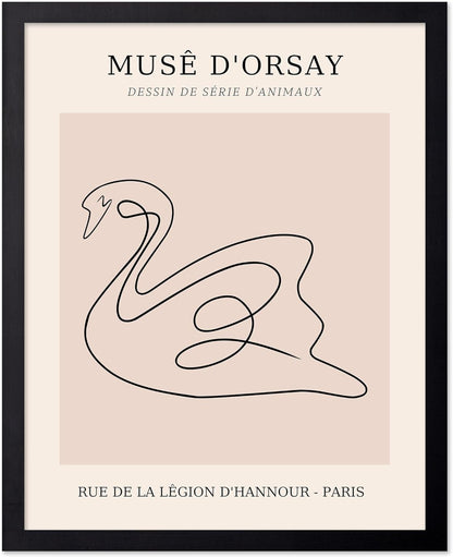 Poster Master Vintage Poster - Retro One Line Swan Drawing Print - Swan Art - Bird Art - Minimal