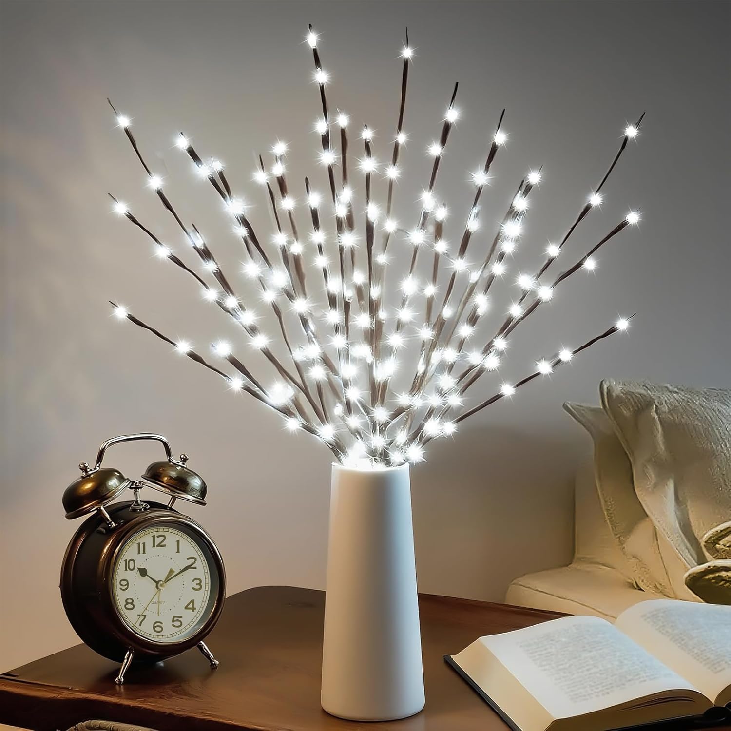 DK177 2 Pack Led Branch Light Battery Operated Lighted Branch Vase Filler Willow Tree Artificial