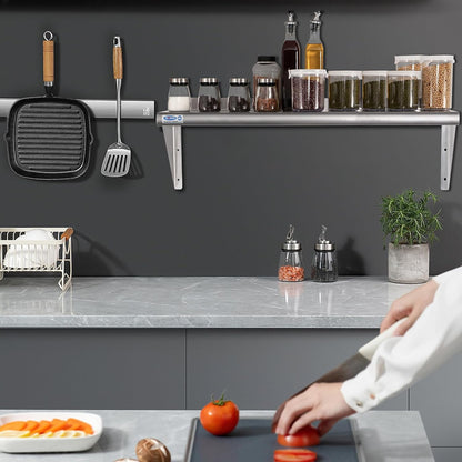 HARDURA Stainless Steel Shelf 14" x 60", 350lb Commercial Shelves Wall Mount Metal Shelving with