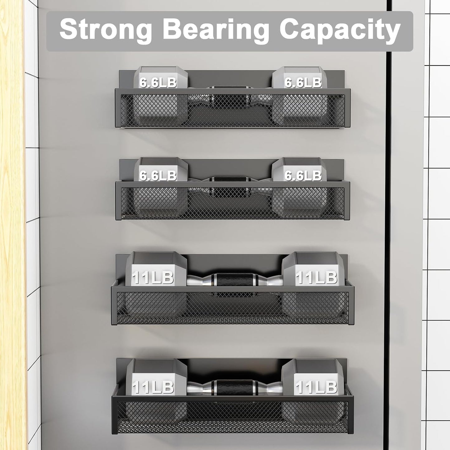 Magnetic Spice Rack for Refrigerator, 4 Pack Magnetic Shelf, Fridge Magnet Organizer with Moveable