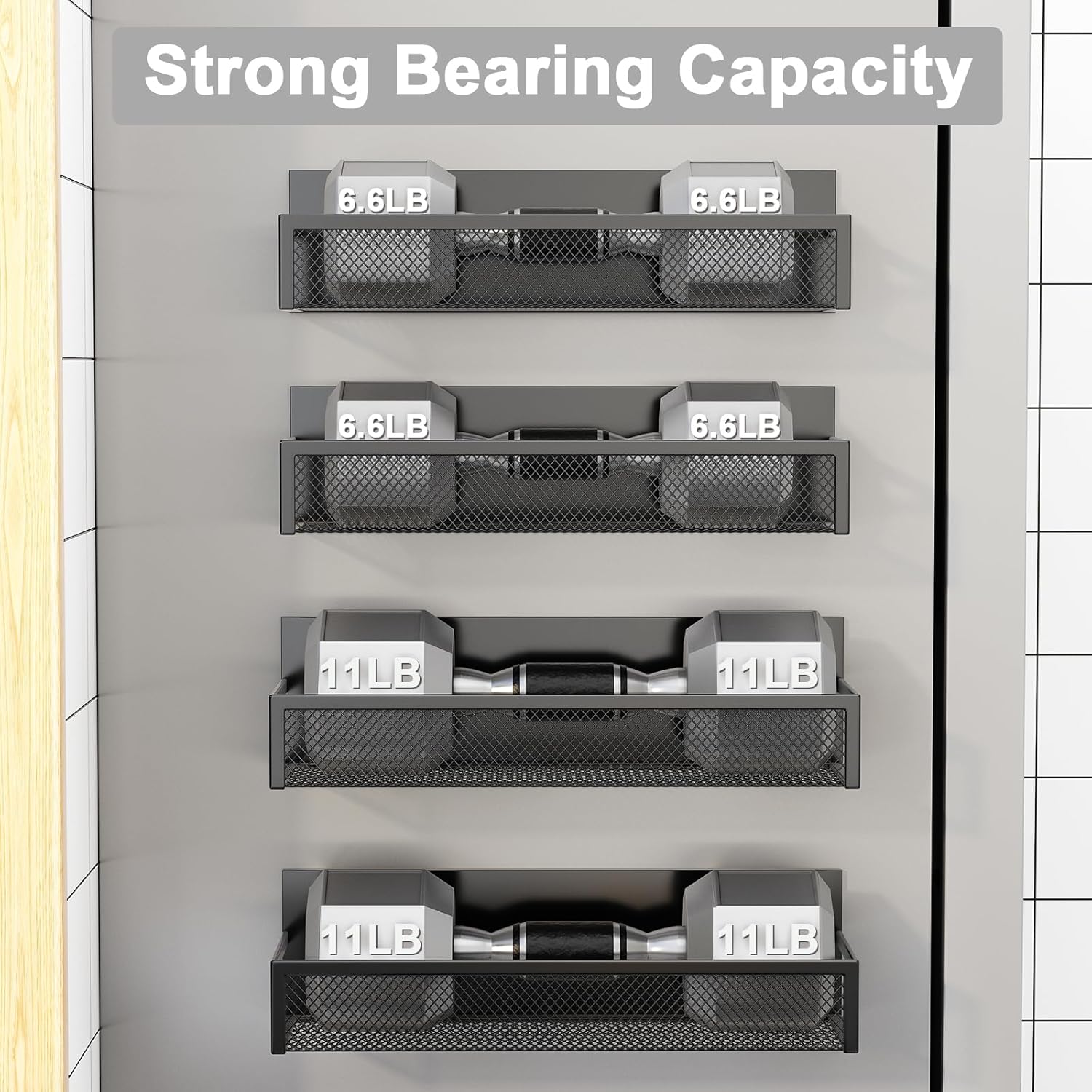 Magnetic Spice Rack for Refrigerator, 4 Pack Magnetic Shelf, Fridge Magnet Organizer with Moveable