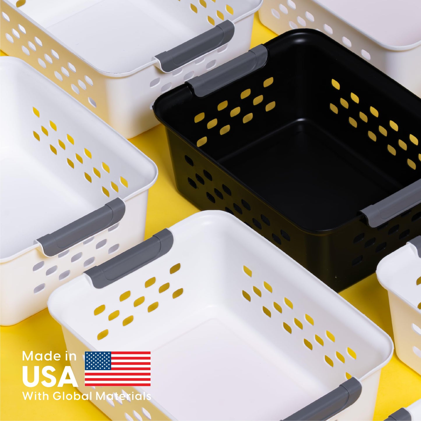 IRIS USA 6-Pack, Small Plastic Storage Basket, Black