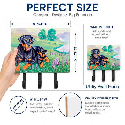 Caroline's Treasures 7141TH68 Rottweiler Leash or Key Holder, Wall Hooks, Key Hooks Holder, Coat