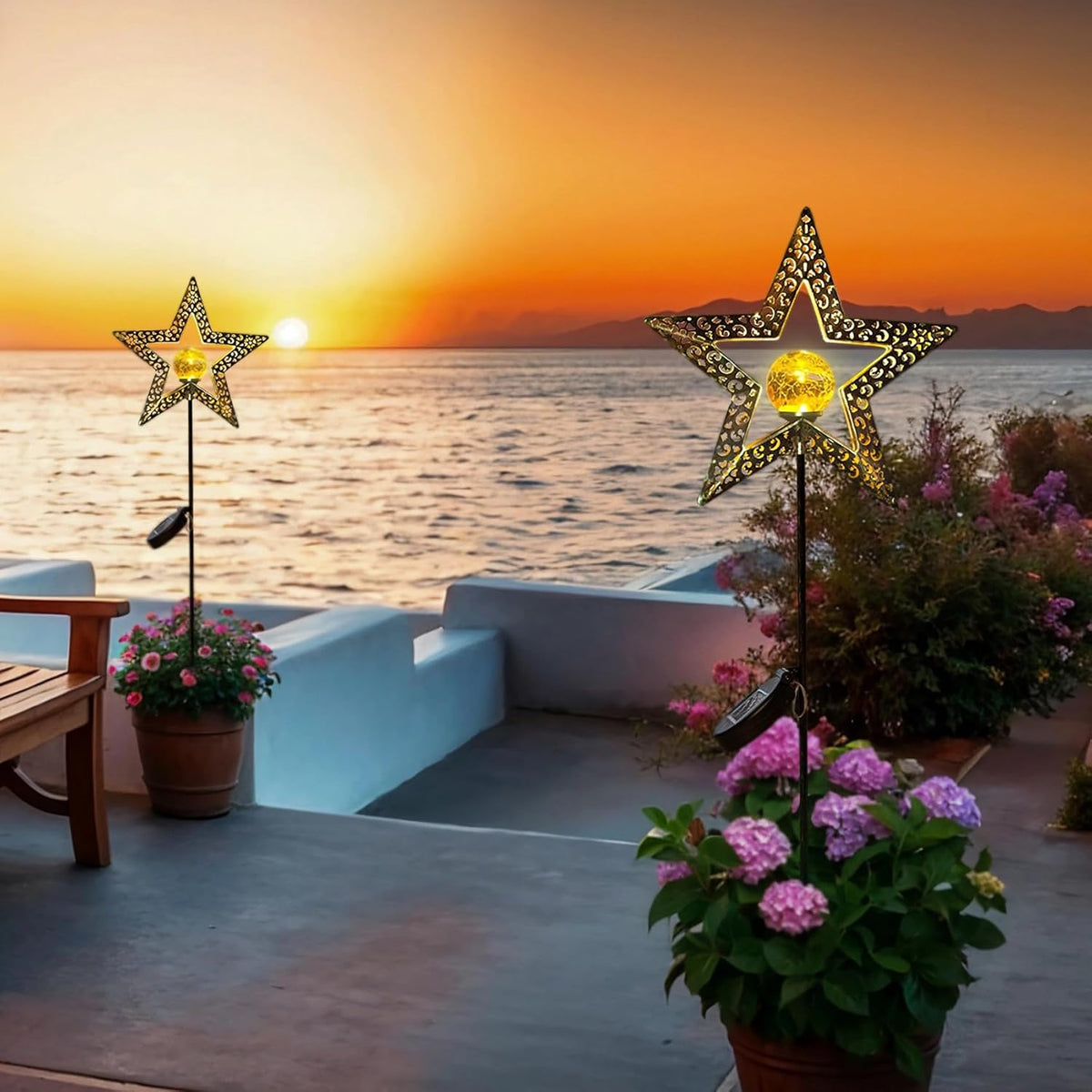 TAKE ME Star Solar Lights Garden Outdoor Decor Waterproof Metal Solar Stakes Lights for Patio Yard