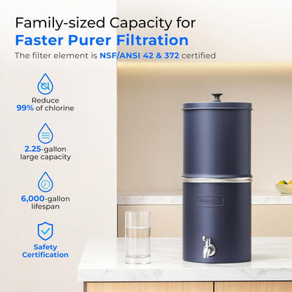 Waterdrop 2.25G Gravity Water Filter System, NSF/ANSI 42&371 Standard, Stainless Steel System with