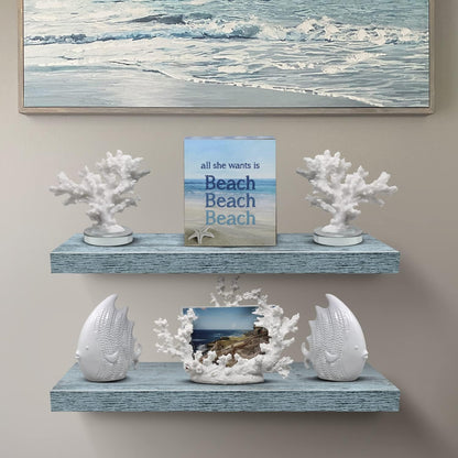 Sorbus Floating Shelves - 2 Pack 24 X 9 Inch Rustic Blue Wall Shelves for Bedroom, Kitchen, Living