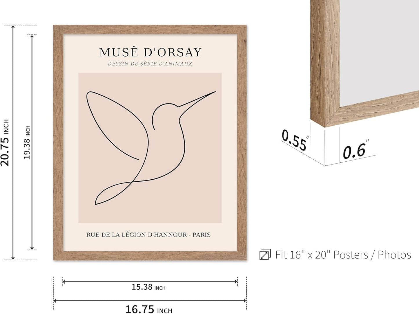 Poster Master Vintage Poster - Retro One Line Hummingbird Drawing Print - Bird Line Art - Minimal