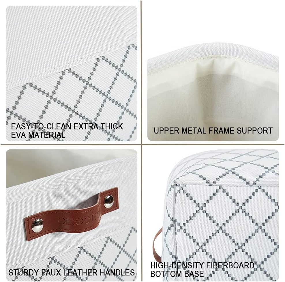 DECOMOMO White Storage Bins Fabric Storage Baskets for Shelves, Linen Closet Organization Toys