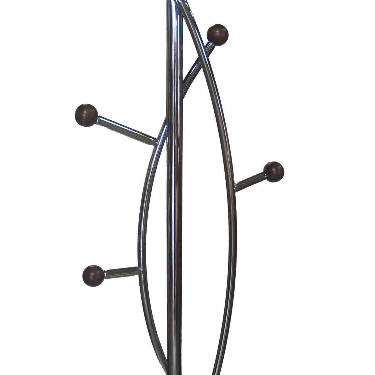 Proman Products Freestanding Modern Metal Coat Rack Tree Stand Organizer with 6 Wooden Hooks for
