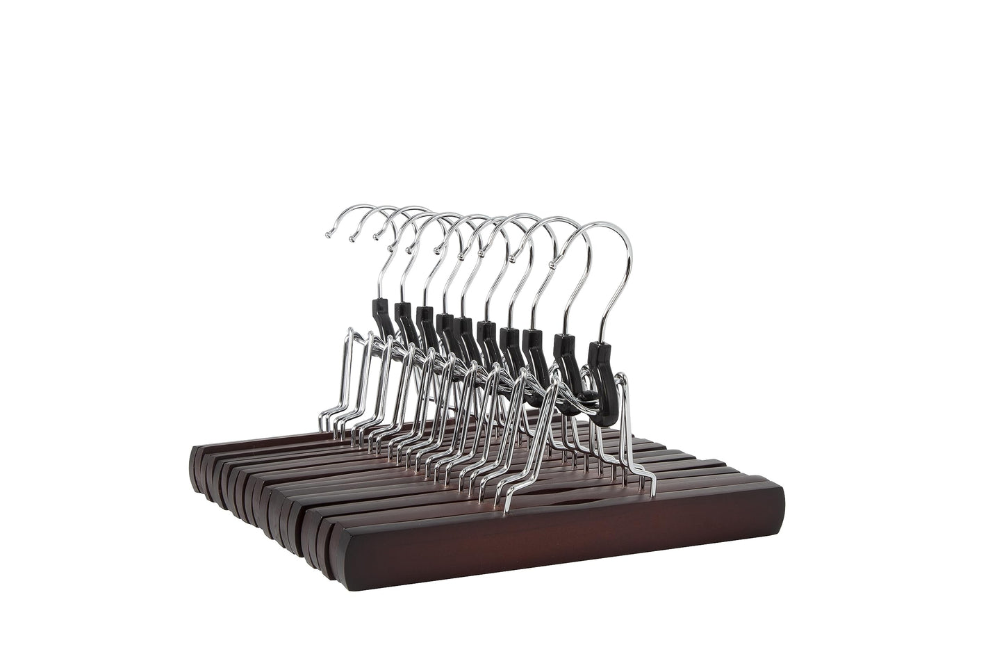 Amazon Basics Wooden Pants Hangers Closet Organizer, Cherry, 10-Pack