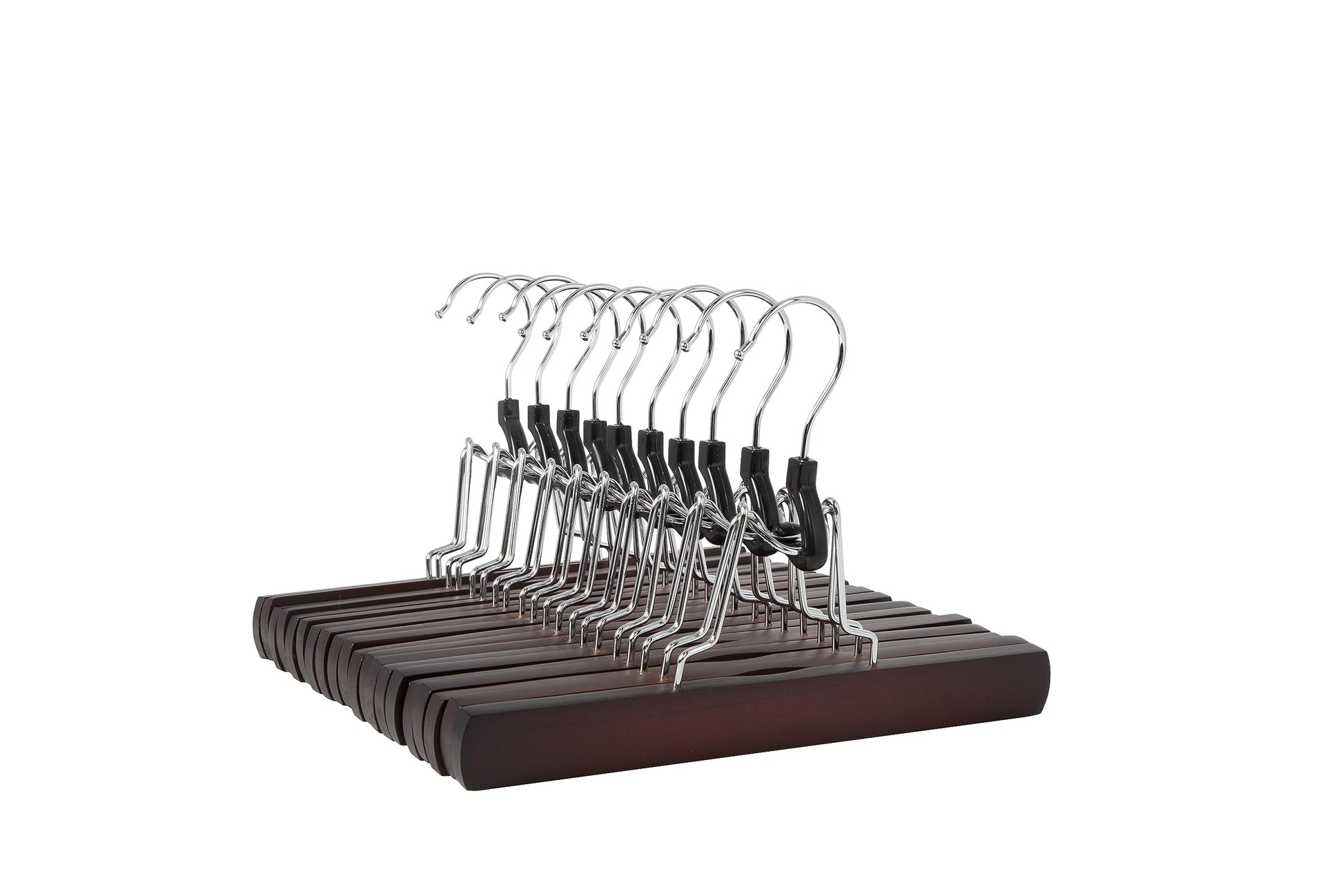 Amazon Basics Wooden Pants Hangers Closet Organizer, Cherry, 10-Pack