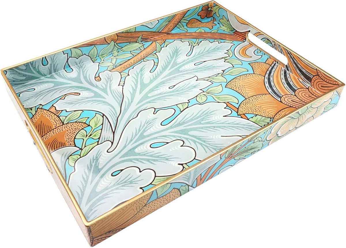 Spsyrine Serving Tray with Handles, Plastic Decorative Tray for Coffee Table, Living Room, Home