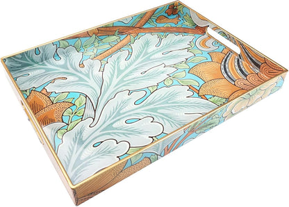 Spsyrine Serving Tray with Handles, Plastic Decorative Tray for Coffee Table, Living Room, Home