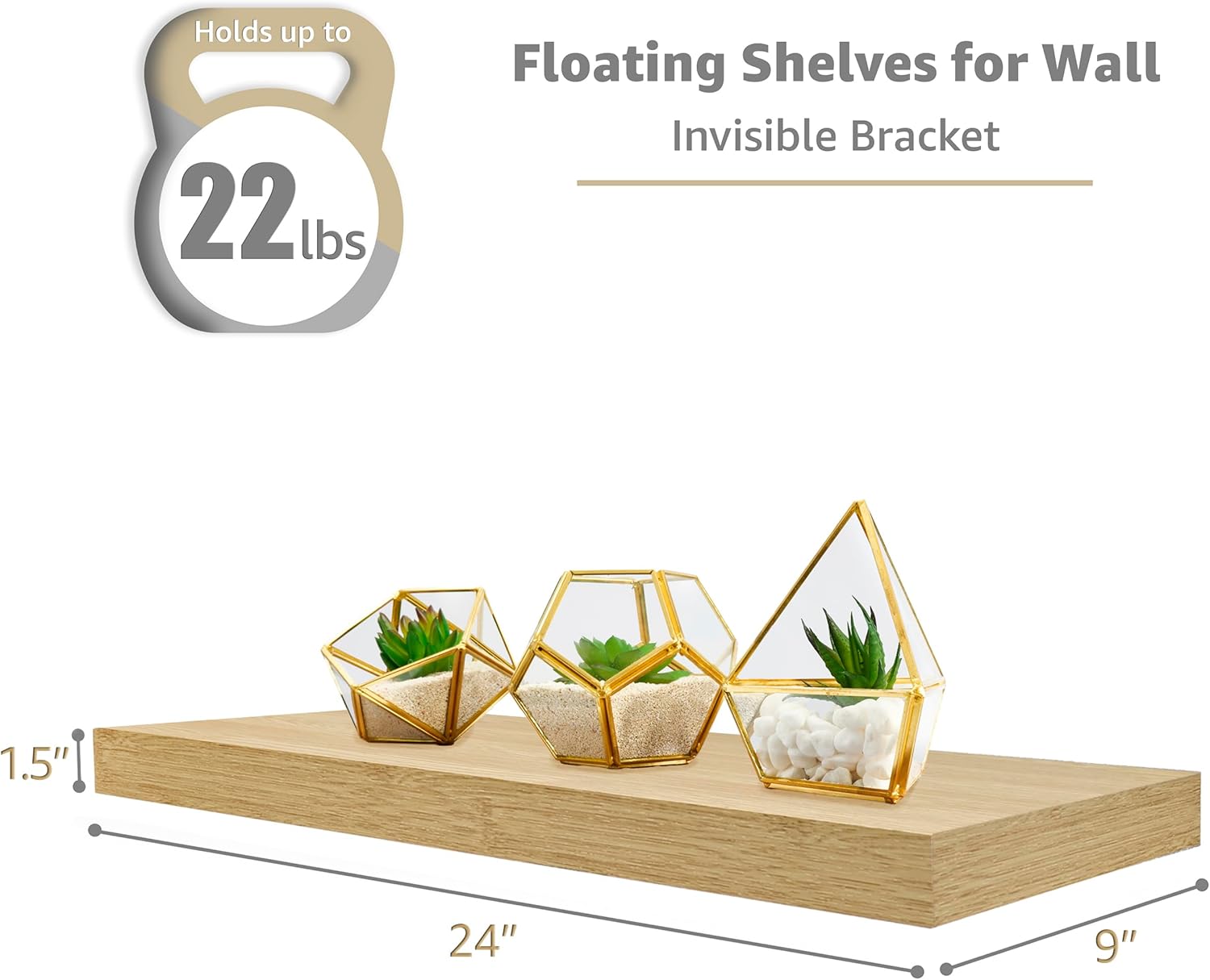Sorbus Floating Shelves for Wall - 24" Bathroom Shelves, Wall Decor for Bedroom, Kitchen, Living