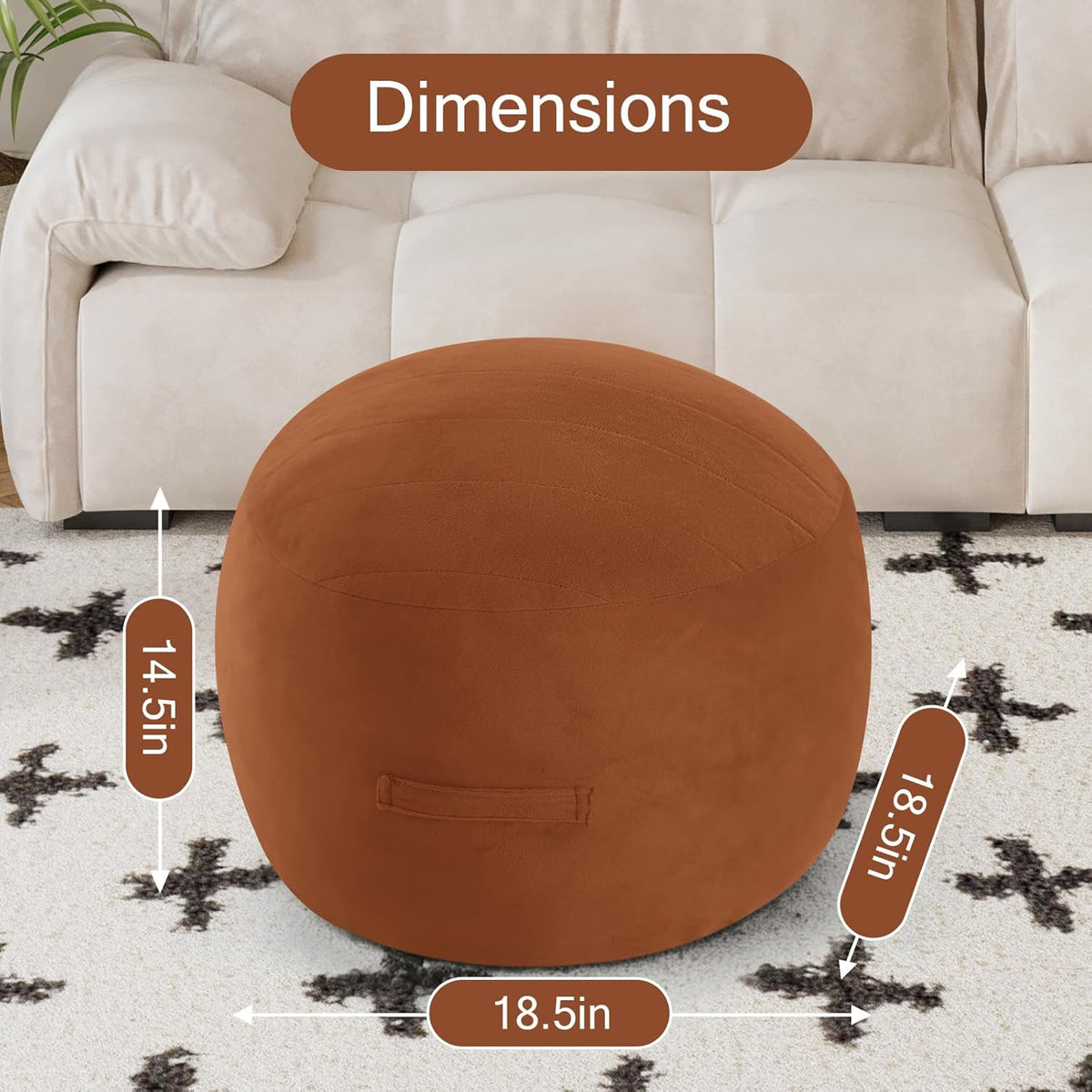 MeMoreCool Round Stuffed Pouf Ottoman Foot Rest, Floor Pouf Foot Stool with Soft Foam Chunk